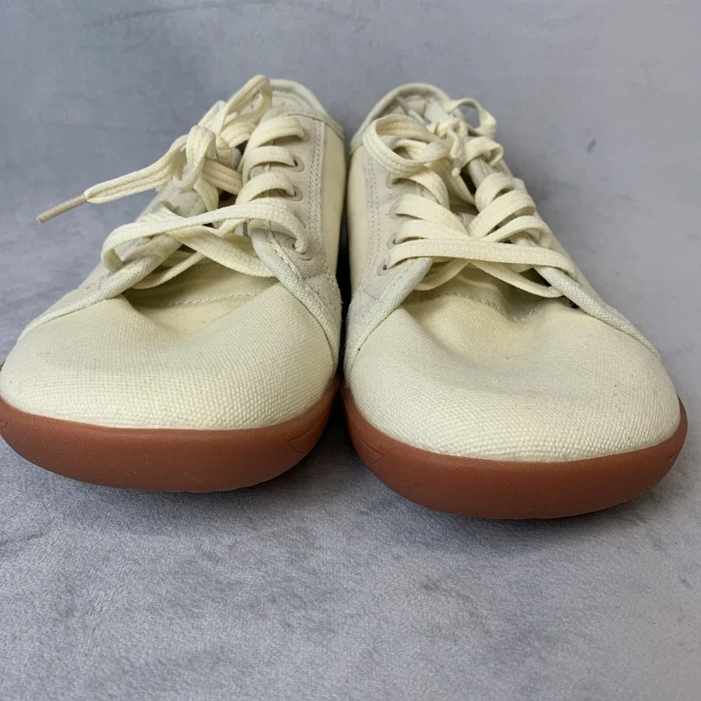 WHITIN Barefoot Shoe Men's Size 4 EU 37 Wide Cream Canvas‎ Box Toe Minimalist